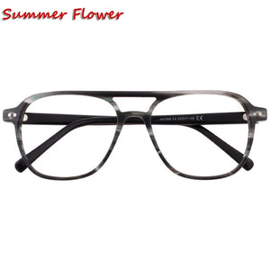 Men Acetate Optical Eyewear Top Quality Light Prescription Glasses Frame Eyeglasses Big Rim Circle Flat Top Male Gafas