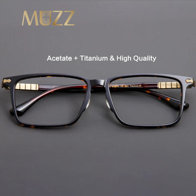 Men Acetate&Pure Titanium Business Glasses Frames  Matte Retro   Brand Optical Eyewear Myopia Prescription Eyeglasses