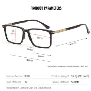 Men Acetate&Pure Titanium Business Glasses Frames  Matte Retro   Brand Optical Eyewear Myopia Prescription Eyeglasses