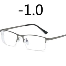 Load image into Gallery viewer, Men Alloy Myopia Glasses Square Half frame Anti-Blue-Light Non Spherical Layer Coated Lenses Eyeglasses -1.0 -1.5 -2.0 -3.0 -4.0