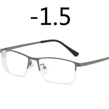 Load image into Gallery viewer, Men Alloy Myopia Glasses Square Half frame Anti-Blue-Light Non Spherical Layer Coated Lenses Eyeglasses -1.0 -1.5 -2.0 -3.0 -4.0