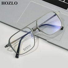 Load image into Gallery viewer, Men Aluminum Magnesium+Titanium Leg Square Anti Blue Light Myopia Glasses Women Double Bridge Nearsighted Spectacles Custom Lens