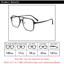 Load image into Gallery viewer, Men Aluminum Magnesium+Titanium Leg Square Anti Blue Light Myopia Glasses Women Double Bridge Nearsighted Spectacles Custom Lens