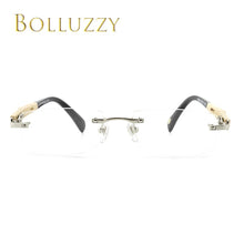 Load image into Gallery viewer, Men Bamboo Titanium Rimless Wooden Leg Optical Prescription Receipt Golden Eyeglasses Frame Eyewear Degree Glasses with Lenses