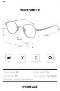 Men Eyewear Pure Titanium Glasses Polygon Women Retro Myopia Optical Prescription Eyeglasses Frames Japan Designer Small Oculos