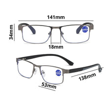 Load image into Gallery viewer, Men Reading Glasses Anti Blue Ray Women Business Spring Hinge Half Frame Stainless Steel Spectacle 1 2.5 3 4