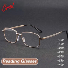 Load image into Gallery viewer, Men Reading Glasses Classic HD Anti Fatigue Presbyopic Eyeglasses Male Business Metal Full Frame Farsighted Eyewear +100 To +400