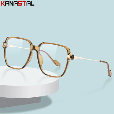Men TR Metal Square Eyeglasses Frame Women Retro Eyewear Optical Blue Light Blocking Lenses Myopia Prescription Reading Glasses