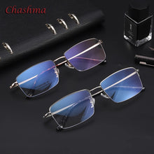 Load image into Gallery viewer, Men Titanium Frame Ultra Light Optical Spectacles for Men Half Square IP Plating Eyeglasses Prescription Frame