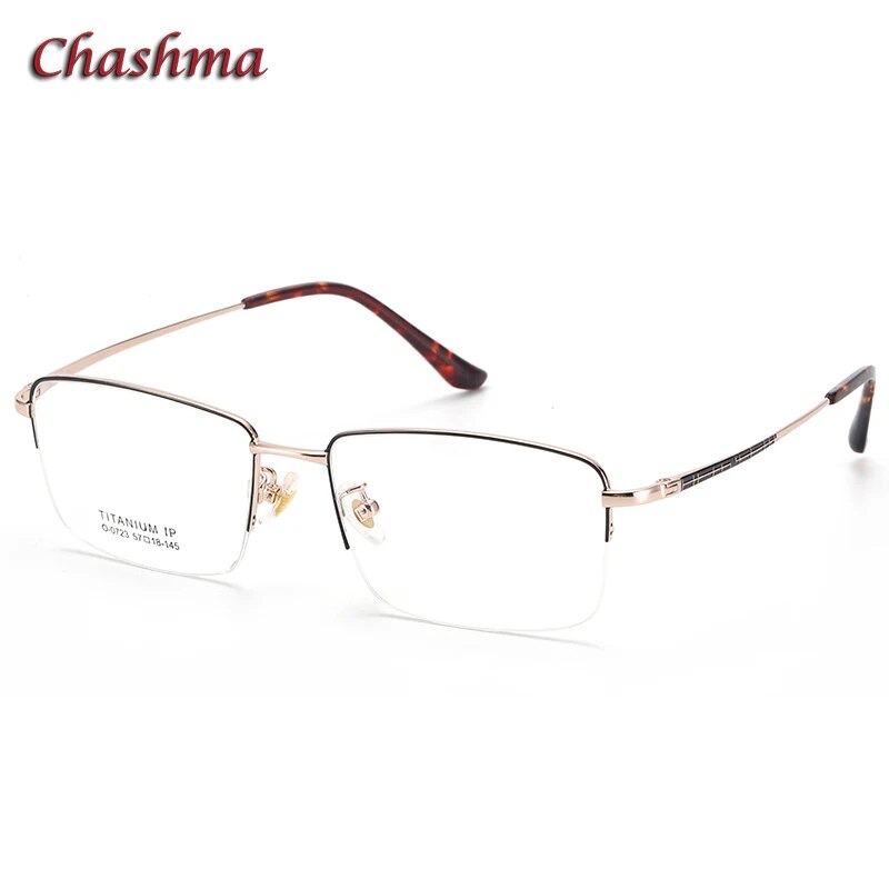 Men Titanium Frame Ultra Light Optical Spectacles for Men Half Square IP Plating Eyeglasses Prescription Frame