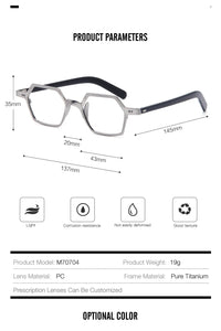Men Titanium Glasses Frame Square Japan   Myopia Optical Prescription Acetate Eyeglasses Retro Small  Eyewear