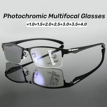 Load image into Gallery viewer, Men Vintage Photochromic Reading Glasses Women Unisex Anti-blue Progressive Multifocal Glasses Near and Far Eyeglasses