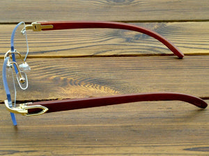 Men and Women natural wood legs rimless glasses frame high standard