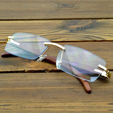 Load image into Gallery viewer, Men and Women natural wood legs rimless glasses frame high standard