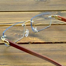 Load image into Gallery viewer, Men and Women natural wood legs rimless glasses frame high standard