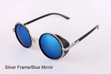Load image into Gallery viewer, Men&#39;s Cooling Glasses Black Round Lenses Sunglasses Gold Frames Oculos Steampunk Feminino Mirro Lens Metal Alloy Frame Retro