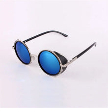 Load image into Gallery viewer, Men&#39;s Cooling Glasses Black Round Lenses Sunglasses Gold Frames Oculos Steampunk Feminino Mirro Lens Metal Alloy Frame Retro