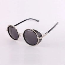 Load image into Gallery viewer, Men&#39;s Cooling Glasses Black Round Lenses Sunglasses Gold Frames Oculos Steampunk Feminino Mirro Lens Metal Alloy Frame Retro
