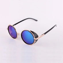 Load image into Gallery viewer, Men&#39;s Cooling Glasses Black Round Lenses Sunglasses Gold Frames Oculos Steampunk Feminino Mirro Lens Metal Alloy Frame Retro