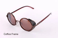 Load image into Gallery viewer, Men&#39;s Cooling Glasses Black Round Lenses Sunglasses Gold Frames Oculos Steampunk Feminino Mirro Lens Metal Alloy Frame Retro