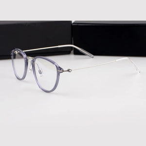 Men's Glasses Fashion Women's Myopia Glasses Frame High Grade Plate Oval Frame Ultra Light Pure Titanium Leg Korean MB0155O