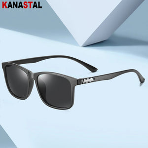 Men's Polarized Sunglasses UV400 TR90 Square Eyeglasses Frames Eyewear Driving Outdoor Sports Traveling Male Sun Glasses Retro
