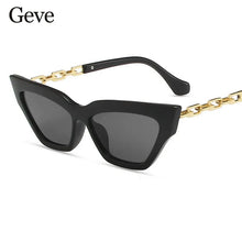 Carica l&#39;immagine nel visualizzatore di Gallery, Metal Chain Women&#39;s Sunglasses Luxury Brand Cat Eye Small Frame Sun Glasses for Female Eyewear UV400 Oculos De Sol