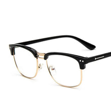 Load image into Gallery viewer, Metal Half Frame Glasses Frame Retro Woman Men Reading Glass UV Protection Clear Lens Computer Eyeglass Gold Frames-Eyewear
