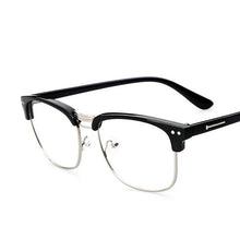 Load image into Gallery viewer, Metal Half Frame Glasses Frame Retro Woman Men Reading Glass UV Protection Clear Lens Computer Eyeglass Gold Frames-Eyewear