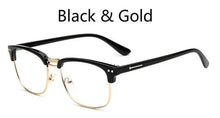 Load image into Gallery viewer, Metal Half Frame Glasses Frame Retro Woman Men Reading Glass UV Protection Clear Lens Computer Eyeglass Gold Frames-Eyewear