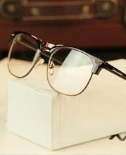 Load image into Gallery viewer, Metal Half Frame Glasses Frame Retro Woman Men Reading Glass UV Protection Clear Lens Computer Eyeglass Gold Frames-Eyewear