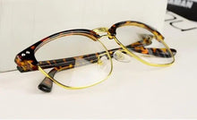 Load image into Gallery viewer, Metal Half Frame Glasses Frame Retro Woman Men Reading Glass UV Protection Clear Lens Computer Eyeglass Gold Frames-Eyewear