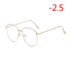 Load image into Gallery viewer, Metal Irregular Polygon Myopia Eyeglasses Women Men Vintage Cat Eye Prescription Spectacles Diopter 0 -0.5 -0.75 -1.0 To -4.0