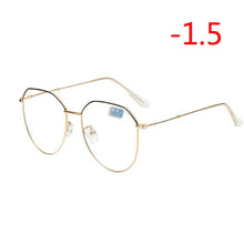 Load image into Gallery viewer, Metal Irregular Polygon Myopia Eyeglasses Women Men Vintage Cat Eye Prescription Spectacles Diopter 0 -0.5 -0.75 -1.0 To -4.0