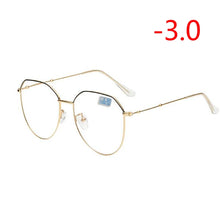 Load image into Gallery viewer, Metal Irregular Polygon Myopia Eyeglasses Women Men Vintage Cat Eye Prescription Spectacles Diopter 0 -0.5 -0.75 -1.0 To -4.0