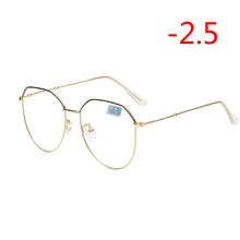 Load image into Gallery viewer, Metal Irregular Polygon Myopia Eyeglasses Women Men Vintage Cat Eye Prescription Spectacles Diopter 0 -0.5 -0.75 -1.0 To -4.0