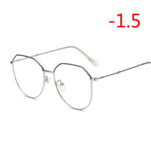 Load image into Gallery viewer, Metal Irregular Polygon Myopia Eyeglasses Women Men Vintage Cat Eye Prescription Spectacles Diopter 0 -0.5 -0.75 -1.0 To -4.0