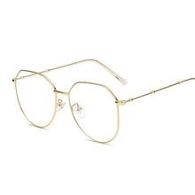 Load image into Gallery viewer, Metal Irregular Polygon Myopia Eyeglasses Women Men Vintage Cat Eye Prescription Spectacles Diopter 0 -0.5 -0.75 -1.0 To -4.0