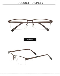 Metal Large Half Rim Rectangular Men Glasses Frame For Prescription Lens