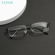 Load image into Gallery viewer, Metal Large Half Rim Rectangular Men Glasses Frame For Prescription Lens
