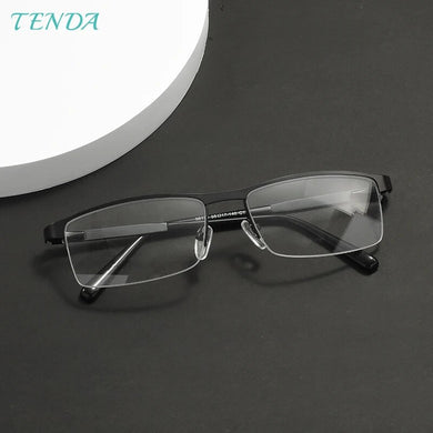 Metal Large Half Rim Rectangular Men Glasses Frame For Prescription Lens