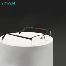 Load image into Gallery viewer, Metal Large Half Rim Rectangular Men Glasses Frame For Prescription Lens