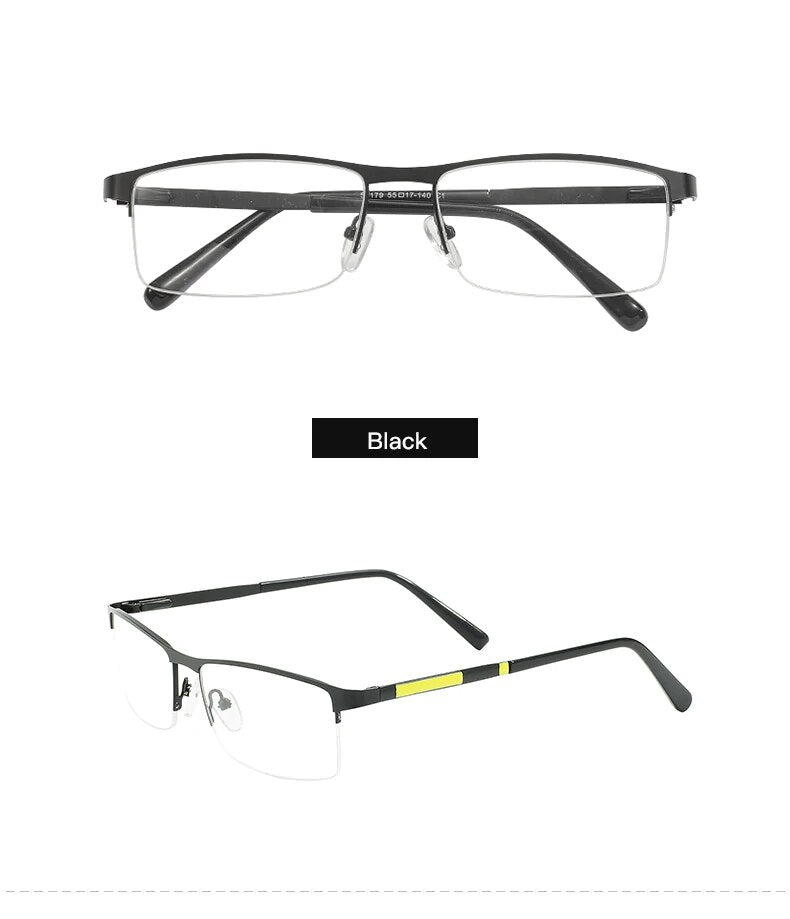 Metal Large Half Rim Rectangular Men Glasses Frame For Prescription Lens