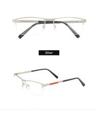 Load image into Gallery viewer, Metal Large Half Rim Rectangular Men Glasses Frame For Prescription Lens