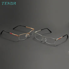 Load image into Gallery viewer, Metal Large Half Rim Rectangular Men Glasses Frame For Prescription Lens