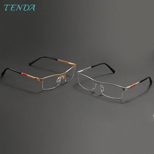 Metal Large Half Rim Rectangular Men Glasses Frame For Prescription Lens