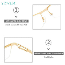 Load image into Gallery viewer, Metal Large Half Rim Rectangular Men Glasses Frame For Prescription Lens