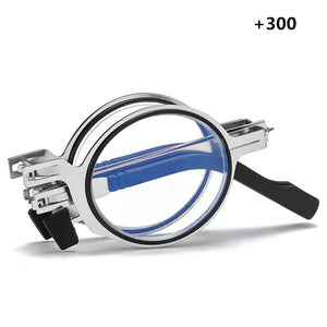 Metal Round Folding Reading Glasses Men Blue Light Computer Grade Glasses Narrow Eyeglasses Frame For Men Gafas +3.5