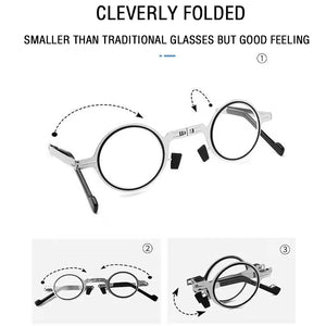 Metal Round Folding Reading Glasses Men Blue Light Computer Grade Glasses Narrow Eyeglasses Frame For Men Gafas +3.5