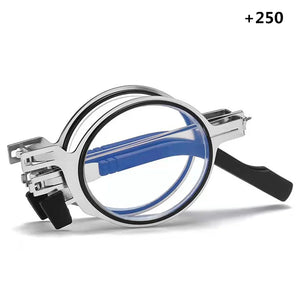 Metal Round Folding Reading Glasses Men Blue Light Computer Grade Glasses Narrow Eyeglasses Frame For Men Gafas +3.5